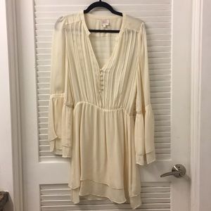 Parker silk double flare sleeve dress
